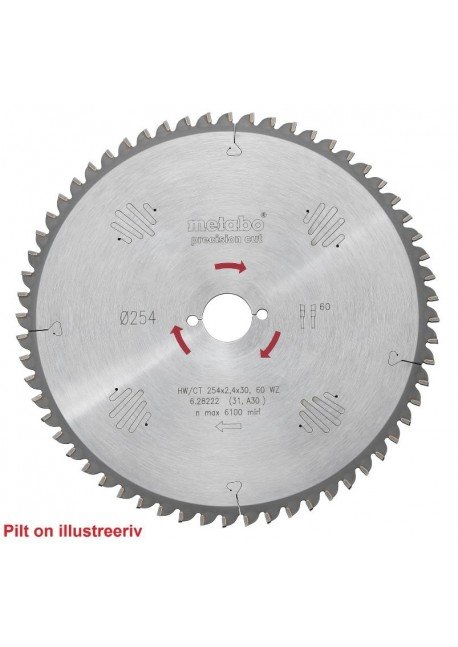 Pjovimo diskas 254x2,4/1,8x30, z48, WZ, 5° neg, Precision c, Metabo